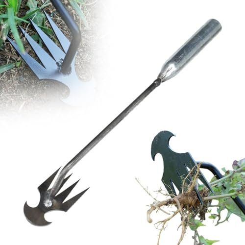 27cm/50cm Zappe da Giardino per diserbo, Sarchiatore Manuale con Manico, Attrezzi per Diserbo, Estirpatore Erbacce con Artiglio A 4 Denti, Giardinaggio Attrezzi, Estirpatore Erbacce da Giardino