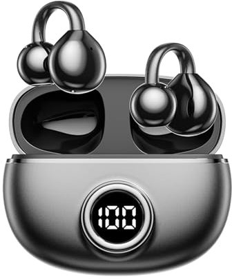 Casque Bluetooth à clip ouvert sans fil avec clip d'oreille à conduction Air Bone Conduction sans fil Open Earbuds Casque de sport Bluetooth à bruit osseux Casque avec arceau pour la course à pied et