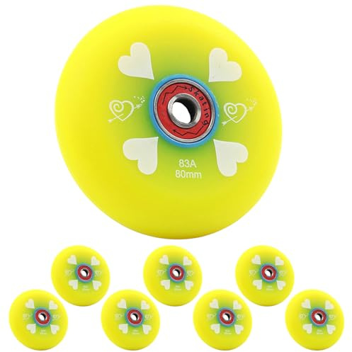 JCCHT 83A 80mm 76mm 72mm 70mm 68mm 64mm 62mm Inline Skates Rollen für Outdoor und Indoor Hockey-Roller mit Kugellagern, Gelb, 68mm