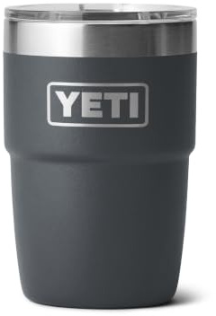 YETI Rambler 8 oz (236 ml) Stackable Cup with Durasip Ceramic Lining, Stainless Steel Vacuum Insulated Coffee Cup with Removable Magslider Lid, Charcoal