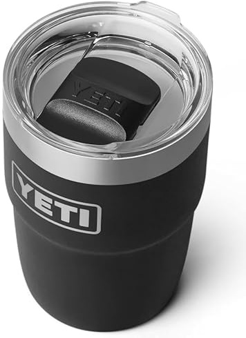 YETI Rambler 8 oz (236 ml) Stackable Cup with Durasip Ceramic Lining, Stainless Steel Vacuum Insulated Coffee Cup with Removable Magslider Lid, Black