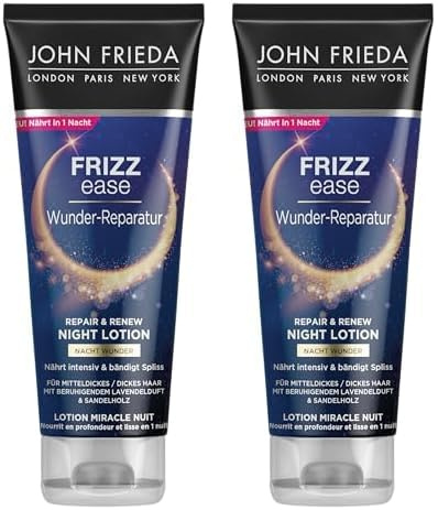 John Frieda Wunder-Reparatur Nacht Wunder Haar-Lotion - Inhalt: 100 ml - Frizz Ease Serie - Für mitteldickes/dickes Haar - Nährt intensiv in 1 Nacht (Packung mit 2)