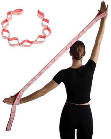 GIMIRO Yoga Stretchband mit 10 Segmentschlaufen, 120 cm