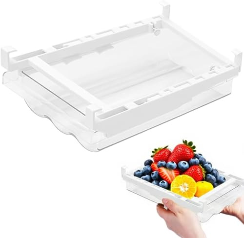 MITUMORMOR Kühlschrank Organizer, Transparent Partition Layer Organiser, Ausziehbare kühlschrank Schublade Organizer, Kühlschrank Aufbewahrungsbox, Kühlschrankbox Organizer Schublade for Eier Obst