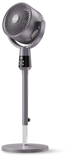 Embilis Oscillating Pedestal Fan, Ultra-Quiet 25dB Standing Fan with 8 Speeds, 12H Timer, Adjustable Height Air Circulator for Whole Room, Living Room, Office and Bedroom, Remote Control
