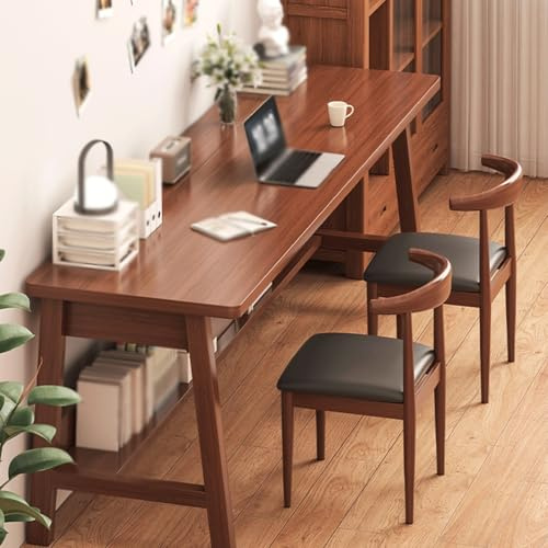 JixCJHj Escritorio, Mesa de Trabajo/Ordenador/Gaming，Estantes de Almacenamiento，fácil Montaje， Estilo Moderno,Madera ，para Oficina, Salón, Hogar, Oficina(Walnut,120 * 40cm(47 * 16in))