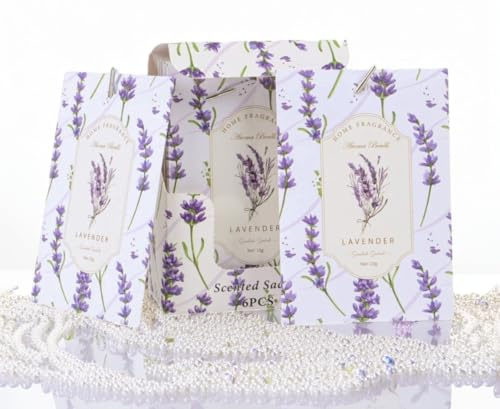 Lavender Sachets Bags for Drawers and Closets, Long-Lasting Air Fresheners for Dresser, Scented Sachets, Wardrobe Odor Eliminator - Closet Deodorizer Fragarance 6 Pack
