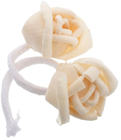 Accessori Diffusore Floreale in Legno 2 Pezzi con Corda Beige | Ricambio per Essenze, Uso Casa e Hotel, Fibra Cotone, Diffusione Profumo Ambiente