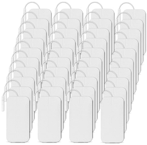 40 Stück TENS Elektroden Pads, 6x9 cm Geraet Elektroden, Wiederverwendbare Klebeelektroden, Selbstklebende Klebeelektroden-Pads für TENS Geräte and EMS Trainer, Sehr Gute Haft-Leitfähigkeit