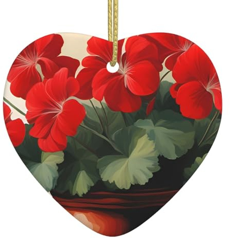 WINHGA Rote Geranien Drucke Weihnachten Keramik Liebe Anhänger Dekoration Innendekoration Festival Geschenk