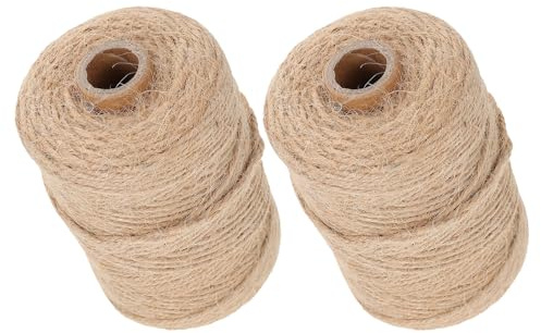 VALICLUD 2 Rouleaux de Corde de Jute Naturelle 2 MM Ficelle de Chanvre pour Jardinage Emballage Présent et Loisirs Créatifs 200 Mètres par Rouleau Corde Résistante aux Intempéries