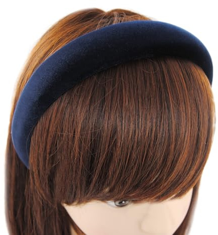 axy Gepolsterter Haarreif aus Samt Damen Breiter Stirnband Haarschmuck Haarreifen Hairband HRK10B (Blau)