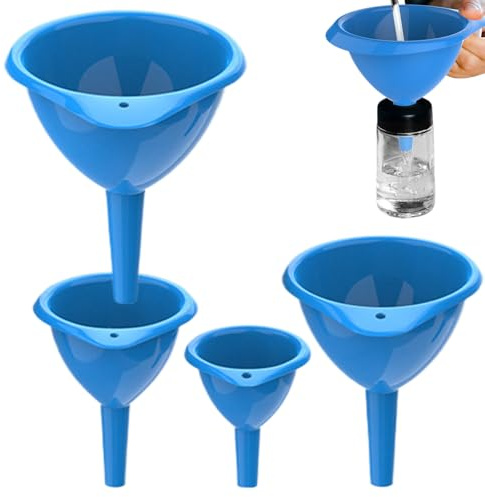 Lot de 4 entonnoirs à huile, entonnoirs de cuisine - Kit de de poudre de sécurité thermique facile à nettoyer - Outil de cuisine polyvalent pour transférer les liquides, les poudres et les