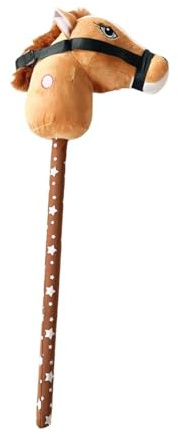 QUXVUIS Plüsch Steckenpferd mit Tierkopf, leicht und tragbar, für Aufführungen im Innen und Außenbereich. Das Plüsch Steckenpferd mit Stange fördert die , Gelb , 70 x 20 cm