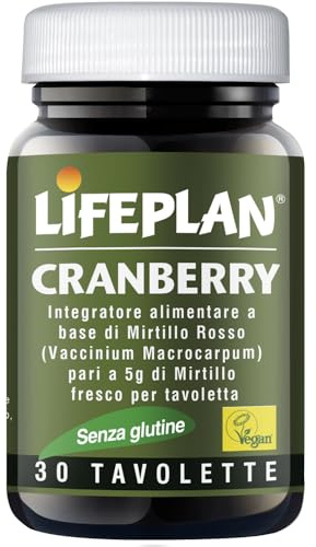 LIFEPLAN - Integratore Alimentare Cranberry (mirtillo rosso), funzionalità delle vie urinarie, 30 TAV