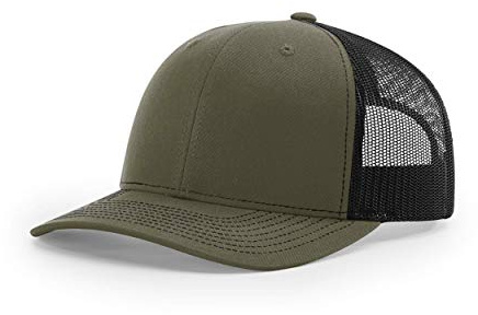 Richardson Unisex 112 Trucker Adjustable Snapback Baseball Cap, Split Loden/Black, One Size Fits Most