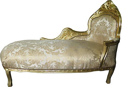 Casa Padrino Baroque Chaise Longue Cream Gold Pattern/Gold - Recamiere Baroque Furniture chaiselongue