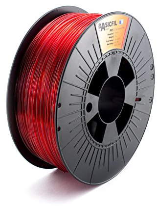 BASICFIL PETG (3D Drucker Filament), 1.75mm, 1kg, Transparentes Rot (Transparent Red)