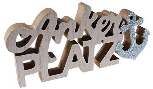 Floral-Direkt ANKERPLATZ Schriftzug 24 x 9,5 m Maritim Deko Schiff Anker Holz Schild