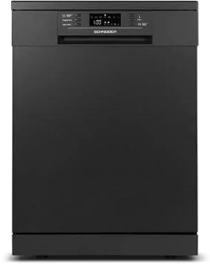 SCHNEIDER SCDW1542IDBM, Lave vaisselle Pose libre, 15 couverts, Tiroir à couverts, Départ différé, 6 programmes, Pieds réglables, Moteur inverter, 42Db, Noir