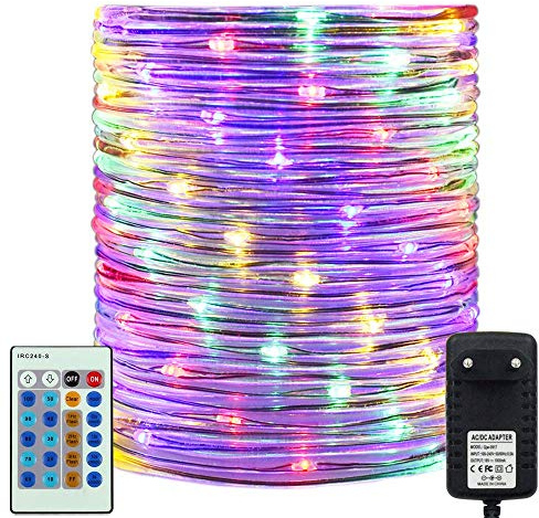 RcStarry Durchmesser 3mm Lichtschlauch Außen, 30M 300 LEDs Schlauch lichterkette IP67 Wasserdicht, Strombetrieben Lichtschlauch mit Fernbedienung für Innen/Außen, Hochzeit, Garten Dekolicht - Bunt