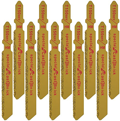 10Pcs Lame de Scie Diamantée,T150RFF Lame de Scie Sauteuse pour Carrelage,Carbure Lames de Scie Sauteuse Métal pour Granit,Marbre,Carreaux de Céramique,Plastique