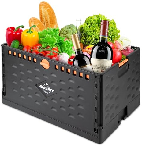 EULANT Folding Storage Box Folding Shopping Trolleys,Portable Trolley Storage Box,Max Capacity 60L