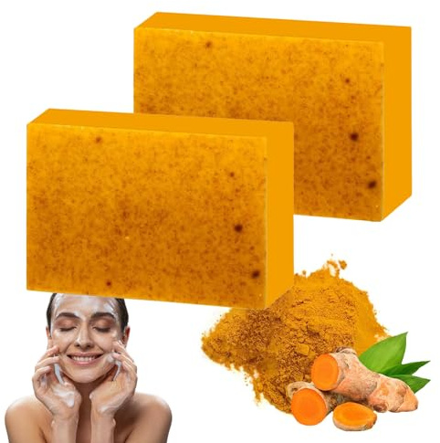 2pcs Lemon Turmeric & Kojic Acid Soap, Savon À l'acide Kojique, Savon À l'acide Kojique au Citron et au Curcuma, Garde la Peau Humide, Réduit Le Teint Inégal de la Peau