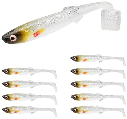 TRUSCEND Señuelos de Pesca Suaves Pintados a Mano - 10 Unidades para Lubina, Trucha, Crappie, Lucioperca - Cebo de Plástico Duradero para Sábalo