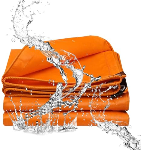 SRHIMEOS Telone Antistrappo Impermeabile 4x7m, 500g/mq Telo Occhiellato per Esterni, Telone Protettivo Industriale con Occhielli, Teloni Multiuso per Barche, Piscina, Auto