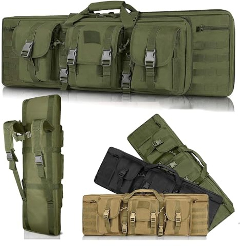 Gewehrtasche Langwaffen,Lange Jagdtasche,Waffentasche für Langwaffen abschließbar,mit Doppelfach 3 Große Zubehör Beutel,für Outdoor Tactical Gewehr(Size:142cm/55.9in,Color:b)