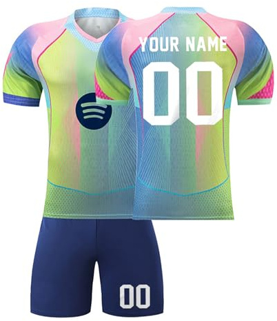 Generico Maglia Calcio Bambino 2025 2026 Maglietta Personalizzata Nome e Numero Uomo da Personalizzare Tuta Allenamento T-Shirt e Pantaloncini Set Regali Ragazzi da Calcio per Tifosi