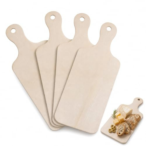 4 Pack Mini Unfinished Wooden Chopping Boards for DIY Craft & Serving