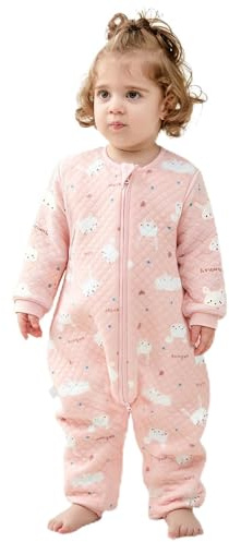 LILBESTIE Toddler Sleeping Bag with Legs, 1.5 Tog Sleep Suit 3-5 Years | Soft Cotton Sleep Sack with Feet. Adjustable Length with Side Buttons. 1.5 Tog for All Seasons. 2-way Zip for Easy Changes