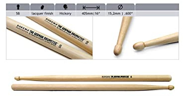 ROHEMA Trommelstöcke Classic Serie, Hickory lackiert, 5B