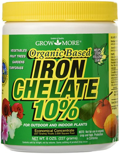 Grow More 3-0-1 Organic Iron Chelate Concentrate (10%) for Greener Plants & Lawns - 8oz of Water Soluble Chelated Iron Supplement for Indoor & Outdoor Plants, Trees, & Lawns