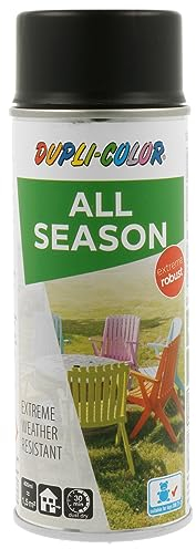 DUPLI-COLOR ALL SEASON RAL 9005 tiefschwarz matt 400 ml, hochwertiges Kunstharz-Farbspray, Schnelltrocknend, Wetterbeständig, Innen- und Außenanwendung