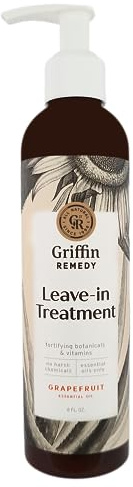 Griffin Remedy Leave-In Conditioner Treatment-Lightweight Moisture Formula to Smooth Frizz and Add Shine For All Hair Types-All Natural, Sulfate Free, Paraben Free, 8 fl oz