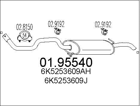 MTS 01.95540 Endschalldämpfer Kompatibel mit VW Polo Classic 6V2 6K5253609AH 6K5253609AL 6K5253609J