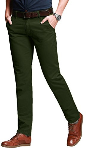 Match Men's Slim Fit Tapered Stretchy Casual Pants (32W x 31L, 8050 Army Green)
