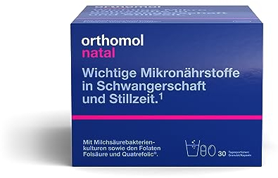 Orthomol Natal - Mikronährstoffe für Schwangerschaft und Stillzeit - mit Folsäure, weiteren Vitaminen und Zink - Granulat/Kapseln à 30 x Tagesportionen
