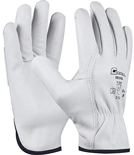 Arbeitshandschuh DRIVER | Größe 10 (XL) | weiß | Baustellenhandschuh/Gartenhandschuh aus Rinder-Leder | 1 Paar