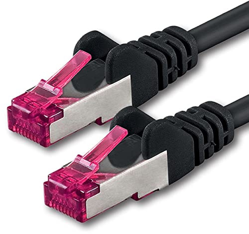 1aTTack.de 10m - noir - 1 pièce - câble réseau CAT6a (10Gb/s) S-FTP CAT 6a Lankacable - certifié GHMT PIMF 500 MHz Cat5 Cat5e Cat6 Cat6a Cat7 pour switch, routeur, modem, Internet