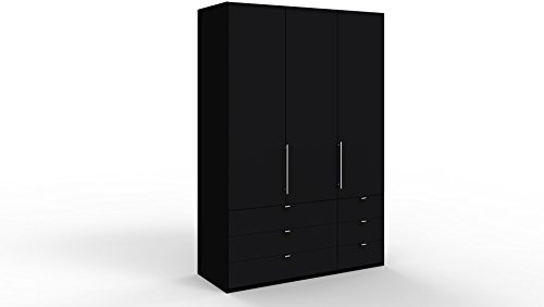 WIEMANN Loft Kleiderschrank, Schlafzimmerschrank, Gleittürenschrank, Drehtürenschrank, mit Schubladen, schwarz, B/H/T 150 x 216 x 58 cm