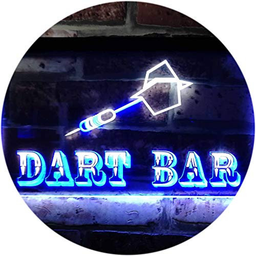 ADVPRO Dart Bar Club VIP Beer Pub Dual Color LED Barlicht Neonlicht Lichtwerbung Neon Sign Weiß & Blau 300 x 210mm st6s32-m0118-wb
