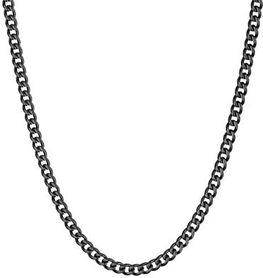 ChainsHouse Halskette für Herren Damen Edelstahl Panzerkette 3/6/9/12mm breit Kubanische Kette Männer Silber/Schwarz/Gold Gliederkette Hip Hop Kette Schmuck für Geburtstag Vatertag, Länge 36-76cm