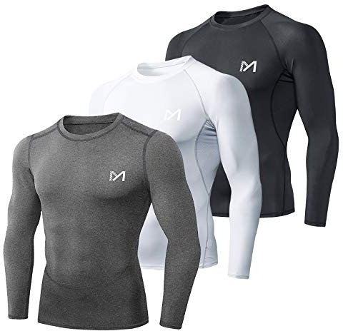 MEETYOO Kompressionsshirt Herren, Funktionsshirt kurz/Langarm Fitnessshirt Männer Sportshirt Atmungsaktiv Laufshirt für Laufen Jogging Sport Turnhalle