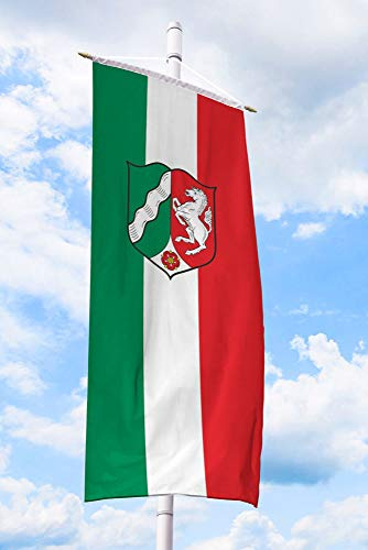 Deitert Bundesland-Flagge NRW – 80x200 cm NRW-Flagge mit Wappen (Dienstflagge), Bannerfahne aus reißfestem Polyester, NRW-Fahne mit Doppelsicherheitsnaht gesäumt