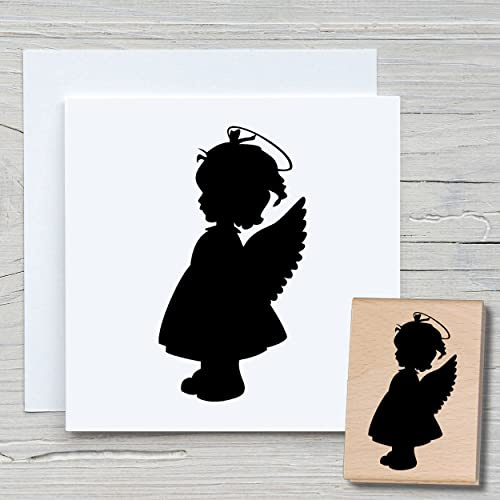 NEWSTAMPS Stempel Engel Mädel Motivstempel aus Holz & Gummi zum Karten und Geschenke basteln, Holzstempel für Weihnachten, Weihnachtskarte, Advent, Scrapbook, Textilstempel, Deko, Freunde