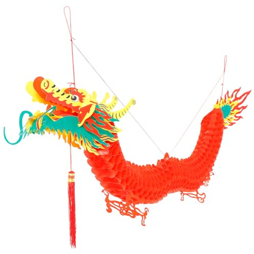 Holibanna Lanterne Chinoise Dragon Rouge en Plastique 39.4 Pouces Décoration Suspendue Artisanale pour Nouvel an Chinois Ambiance Festive Et Fête du Printemps